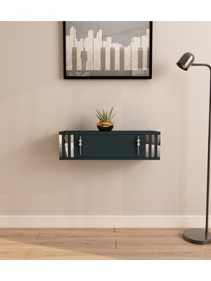 Normadia Modern 70CM Duvara Monte Dresuar, Kapaklı, Antrasit ve Gümüş Renk