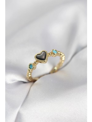 Butik Gold Renk Hematit Taşlı Kadın Yüzük