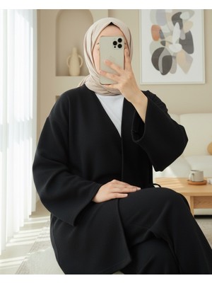 Modamorfo Çapraz Bağlamalı Selanik Kimono Takım -Siyah