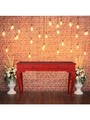 Normadia Şık Kırmızı Ahşap Eskitme Dresuar, Modern ve Zarif Tasarım