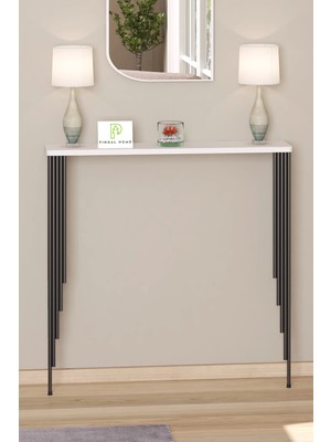 Normadia Oval Beyaz Siyah Dresuar Rafı, 80X18CM, Ayaklı, Petek Üstü Uygun