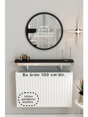 Normadia Siyah Gümüş Petek Üstü Uçan Raf, Duvar Montajsız, Kalın Kenar, 100 cm