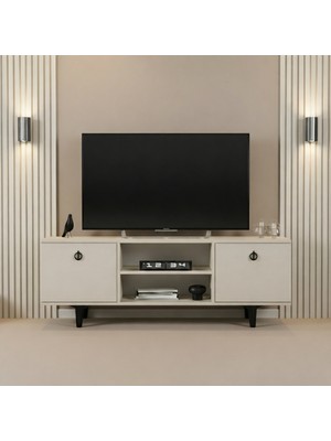 Tessa Mobilya 160 Cm Vision Tv Sehpası 55'' Tv Uyumlu Çizgi Ayaklı Geniş Depolamalı Tv Ünitesi