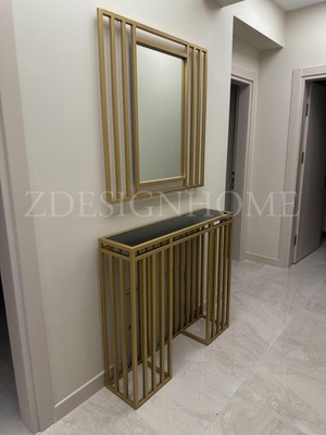 Normadia Şık 90 cm Ayna ve Altın Detaylı 90X25X100 cm Dresuar Seti