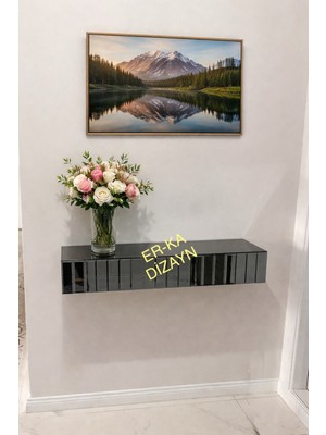 Normadia Füme Renkli Çekmeceli Duvara Monte Ayna Dresuar ve Hol Rafı