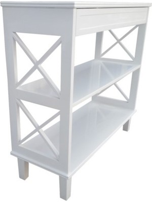 Normadia Şık Beyaz Lake Dresuar, Kayın Ayaklı, Çapraz Raflı, Çekmeceli Tasarım