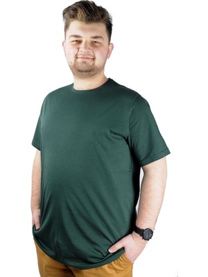 ModeXL Büyük Beden Erkek Tshirt Bisiklet Yaka Basic 20031 Nefti