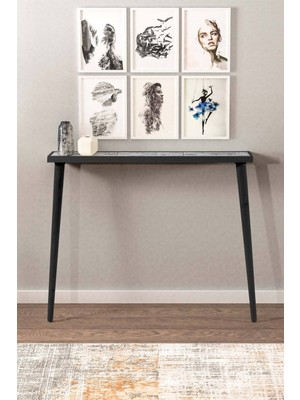 Normadia Modern 92X20CM Siyah Masif Ayaklı Doğal Dresuar