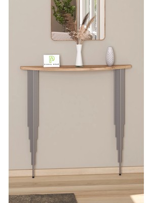 Normadia Yarım Ay Dresuar Rafı, Atlantik Çam, Gümüş Ayak, 80X18CM