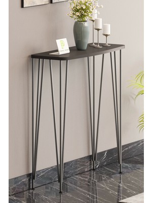 Normadia Modern 100CM Antresit Gri Dresuar, Kahve Köşesi ve Metal Ayaklı Konsol