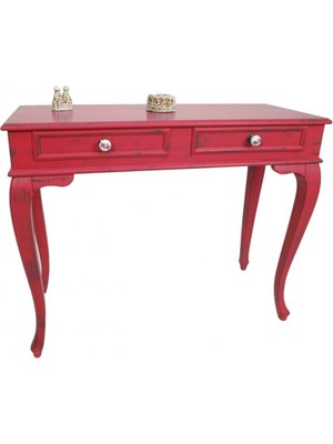 Normadia 120 cm Kırmızı Eskitme Çekmeceli Şık Makyaj Masası