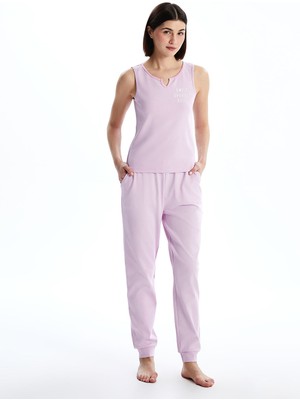 Lc Waikiki Yeni Sezon Kaçık Yaka Baskılı Kadın Pijama Takımı