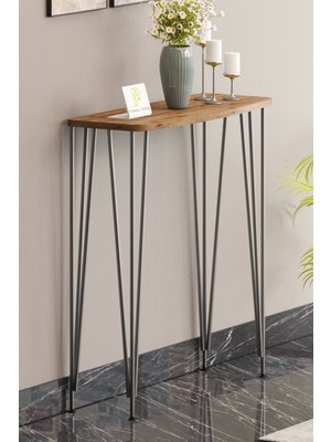 Normadia 120 cm Atlantik Çam Dresuar, Modern Gümüş Ayaklı Konsol ve Raf