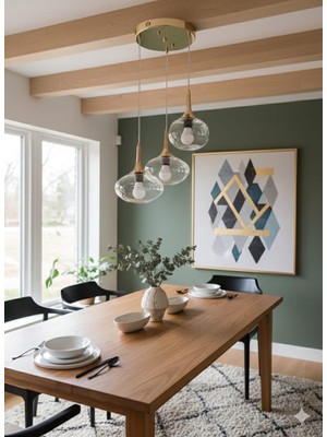 Delf Yapı Sarkıt 3 Lü Camlı Avize Şık Modern Avize