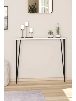 Normadia 60 cm Oval Dresuar, Petek Üstü, Beyaz ve Siyah Ayak Detaylarıyla Şık