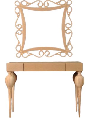 Normadia Tombul Model Dresuar, Kayın Ahşap, Retro Tasarım, Ham Ayak, Mdf Tabla