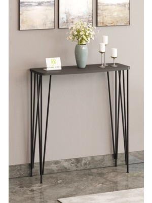 Normadia 80CM Antrasit Gri Modern Köşe Konsol, Raf ve Metal Ayaklı Tasarım