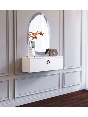 Normadia Beyaz Mdf Çok Amaçlı Duvara Monte Dolaplı Dresuar 80X20X25 cm