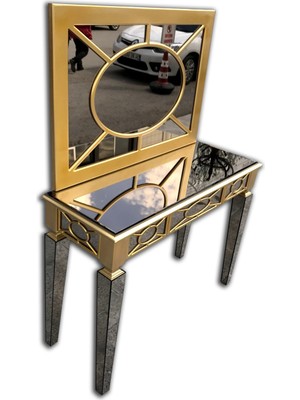 Normadia Şık Parlak Gold Dresuar, 13718 Motifli Ayna Kaplama, Kayın Torna Elyapı