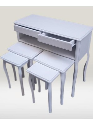 Normadia Modern Kayın Ayaklı Parlak Beyaz Lake Dresuar Zigon Takımı