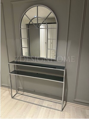 Normadia Şık 80X100 cm Kafes Ayna ve 90X20X120 cm Gümüş Dresuar Seti