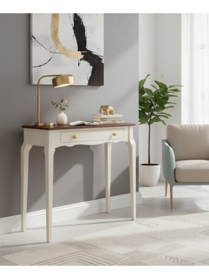 Normadia 120 cm Masif Konik Krem Ceviz Şık ve Modern Dresuar