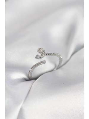 LTG Nova Gümüş Renk Pirinç Kuyruklu Kalp Model Kadın Yüzük