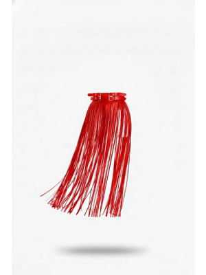 Giyim Kırmızı Etek Tokalı Suni Deri Etek Uzun Şeritli - BRF1090