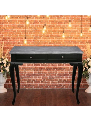 Normadia Ahşap 100 cm Siyah Masif Eskitme Çekmeceli Dresuar