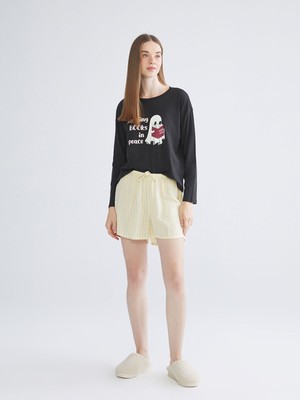 Lc Waikiki Yeni Sezon Beli Lastikli Çizgili Kadın Şort Pijama Altı