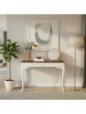 Normadia 100 cm Rustik Krem Ceviz Masif Dresuar, Şık ve Zarif Tasarım