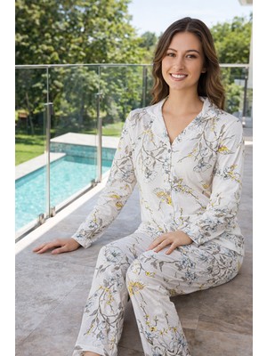 Remsa Kadın Önü Düğmeli Suprem Pijama Takımı 0624 BEYAZ05
