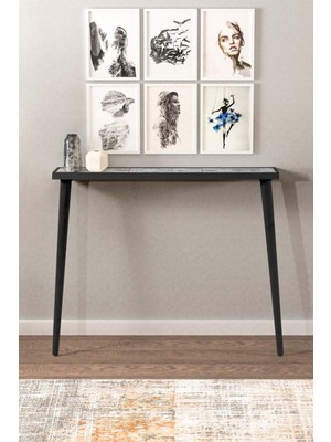 Normadia Modern Siyah Dresuar, 92X20CM, Doğal Masif Ayaklı, Salon ve Hol Dekor