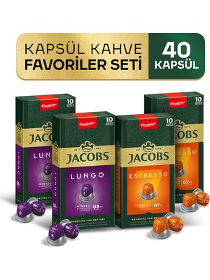Jacobs Kapsül Kahve Favoriler Seti 40'lı Nespresso Uyumlu Alüminyum Kapsül Kahve (7 ve 8)