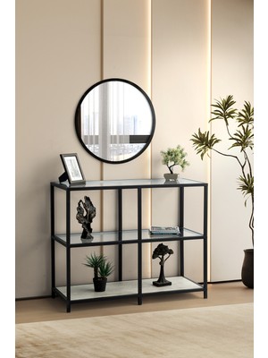 Normadia Modern Zenit Dresuar ve Ayna Takımı, Sidon Desenli Cam Raf ile Şıklık