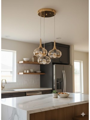 Delf Yapı Sarkıt 3 Lü Camlı Avize Şık Modern Avize