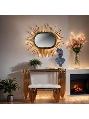 Normadia Şık Piyano Model Lüx Ultra Lak Kaplama Dresuar ve Puf Seti