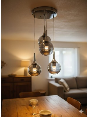 Delf Yapı Sarkıt 4 Lü Camlı Avize Şık Modern Avize