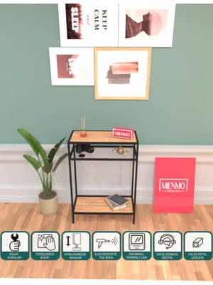 Normadia Modern Çok Raflı Metal Dresuar, Siyah Atlantik Çam, Şeffaf Camlı, 60 cm