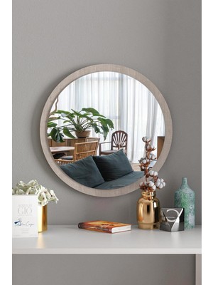 Normadia Şık 45CM Yuvarlak Metal Ayna, Modern Dekoratif Parlak Tasarım