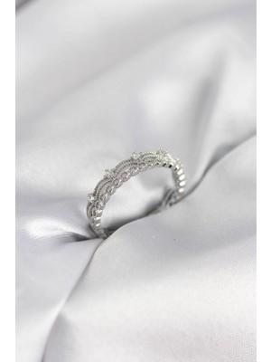 LTG Nova Gümüş Renk Motif Desenli Zirkon Taşlı Kadın Yüzük