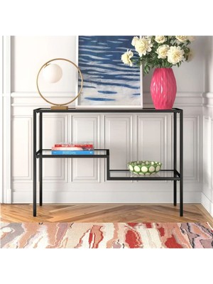 Normadia Şık Siyah Metal Cam Raflı Modern Dresuar Konsol, Evinize Zarif Dokunuş