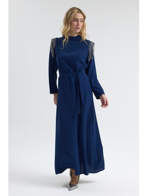 Vavinor Omuz Taş Detaylı Elbise - Indigo