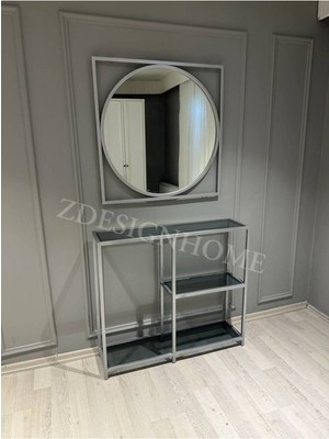 Normadia Şık 85 cm Ayna ve 90X25X100 cm Gümüş Dresuar Takımı