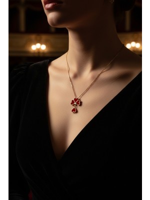 Medo E-Konsept 💖 Dört Kırmızı Kalp Altın Kaplama Çelik Kadın Kolyesi Minik Kalpler Anlamlı Tasarım Son 3 Adet