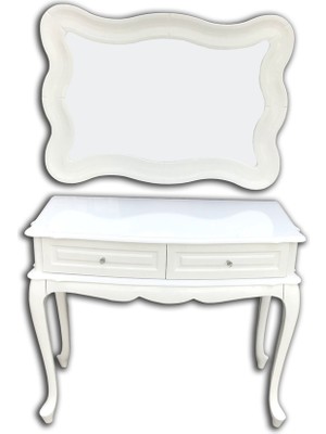 Normadia El Yapım Dresuar 13802 Hürrem Klasik Pervaz, Kayın ve Beyaz Dalga Ayna