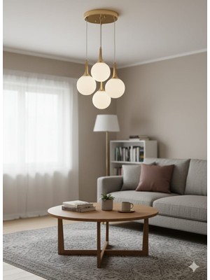 Delf Yapı Sarkı 4 Lü Camlı Avize Şık Modern Avize