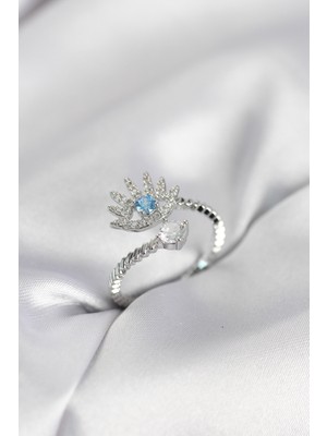 Callerrons Accessories Gümüş Renk Göz Model Zirkon Taşlı Kadın Yüzük - EBJ260214W39667