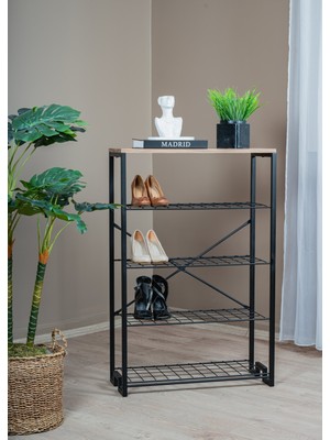 Normadia Çok Amaçlı Metal ve Ahşap Detaylı 5 Raflı Düzenleyici