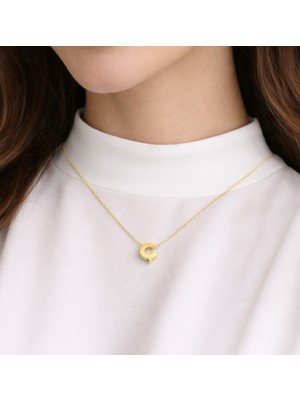 14 Ayar Altın Ç Harfi Kolye Zinciriyle Beraber